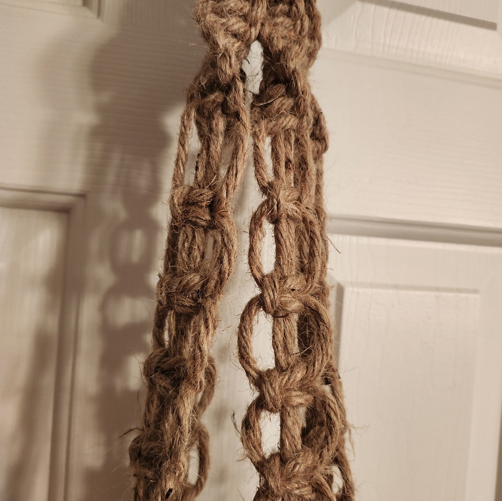 Natural Jute Boho Hanging Macrame Planter Handcrafted Ceramic Beads - Picture 3 of 5